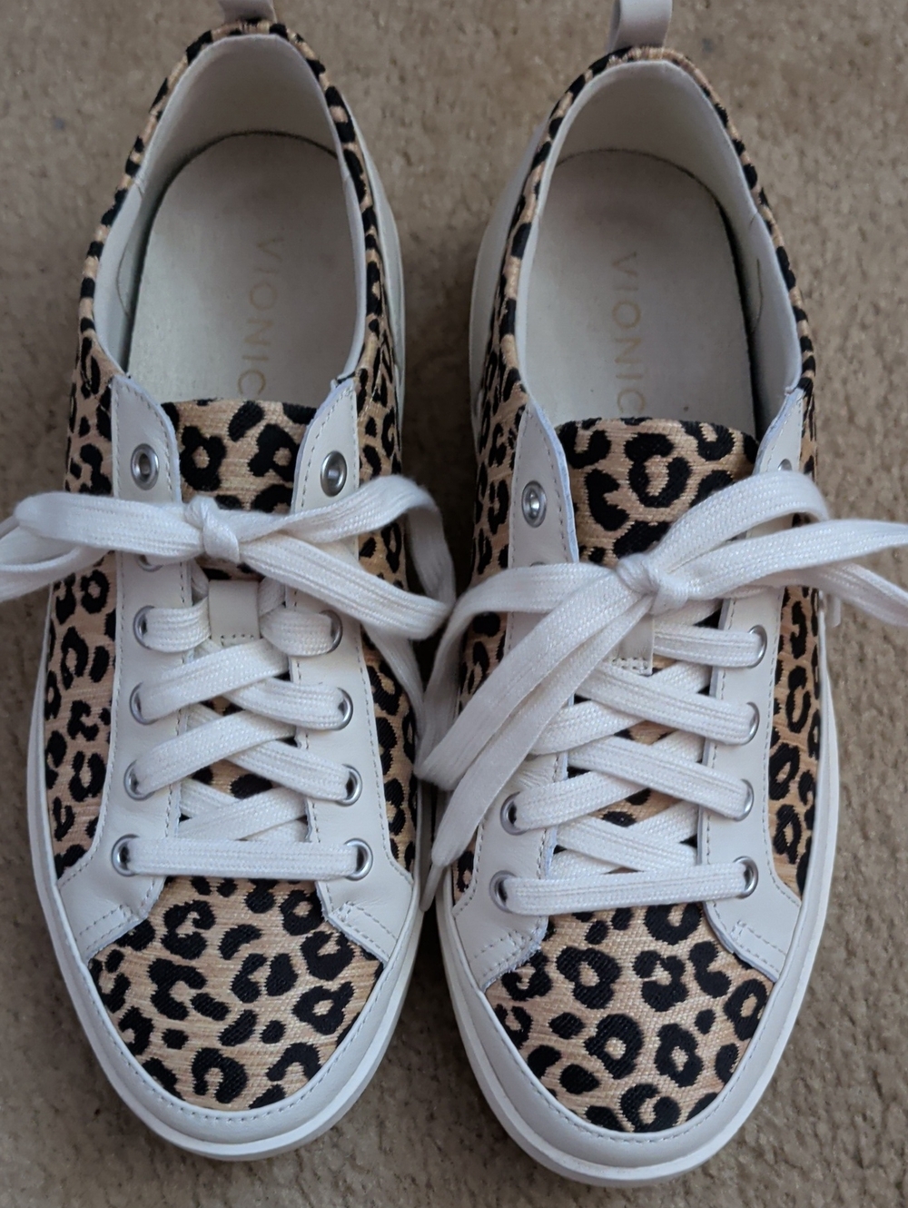 Wide Width Leopard Print Women's Lace-Up Sneakers - White Trim